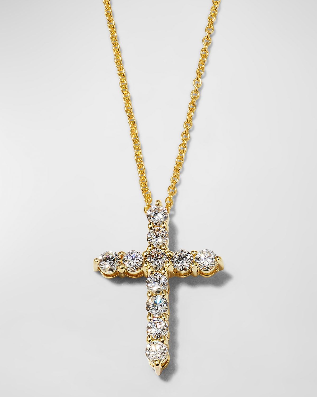 18K Diamond Cross Necklace, 17x13mm
