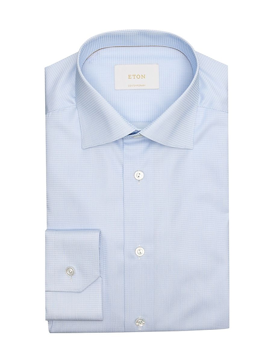 Men's Cotton Contemporary-Fit Elevated Dress Shirt - Light Blue - Size 15.5