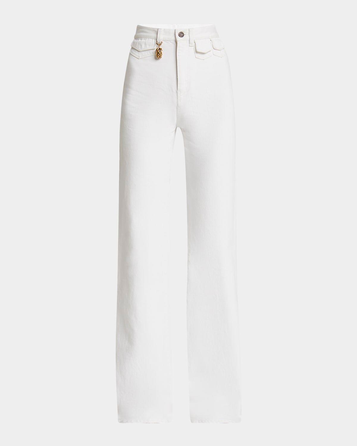 High Rise Flared Jeans, White