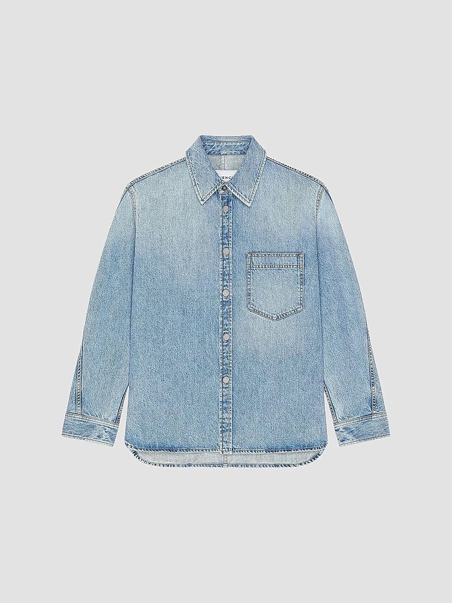 Givenchy Men's Couture Seam Shirt in Denim - Light Blue - Size Small