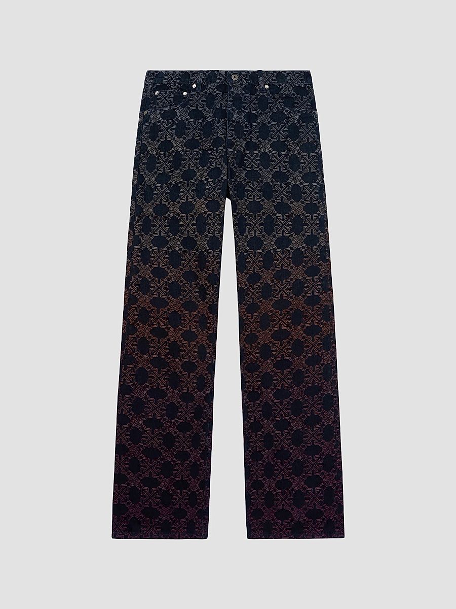 Men's Arrow Monogram Jacquard Relaxed Jeans - Dirty Black - Size 38