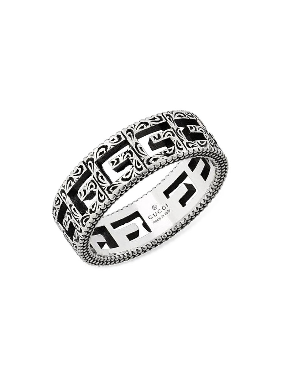 Men's Unisex G Cube Sterling Silver Ring - Size 9