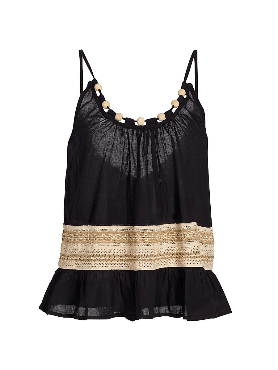 Women's Kiersten Cotton Cover-Up Tank - Black - Size Large