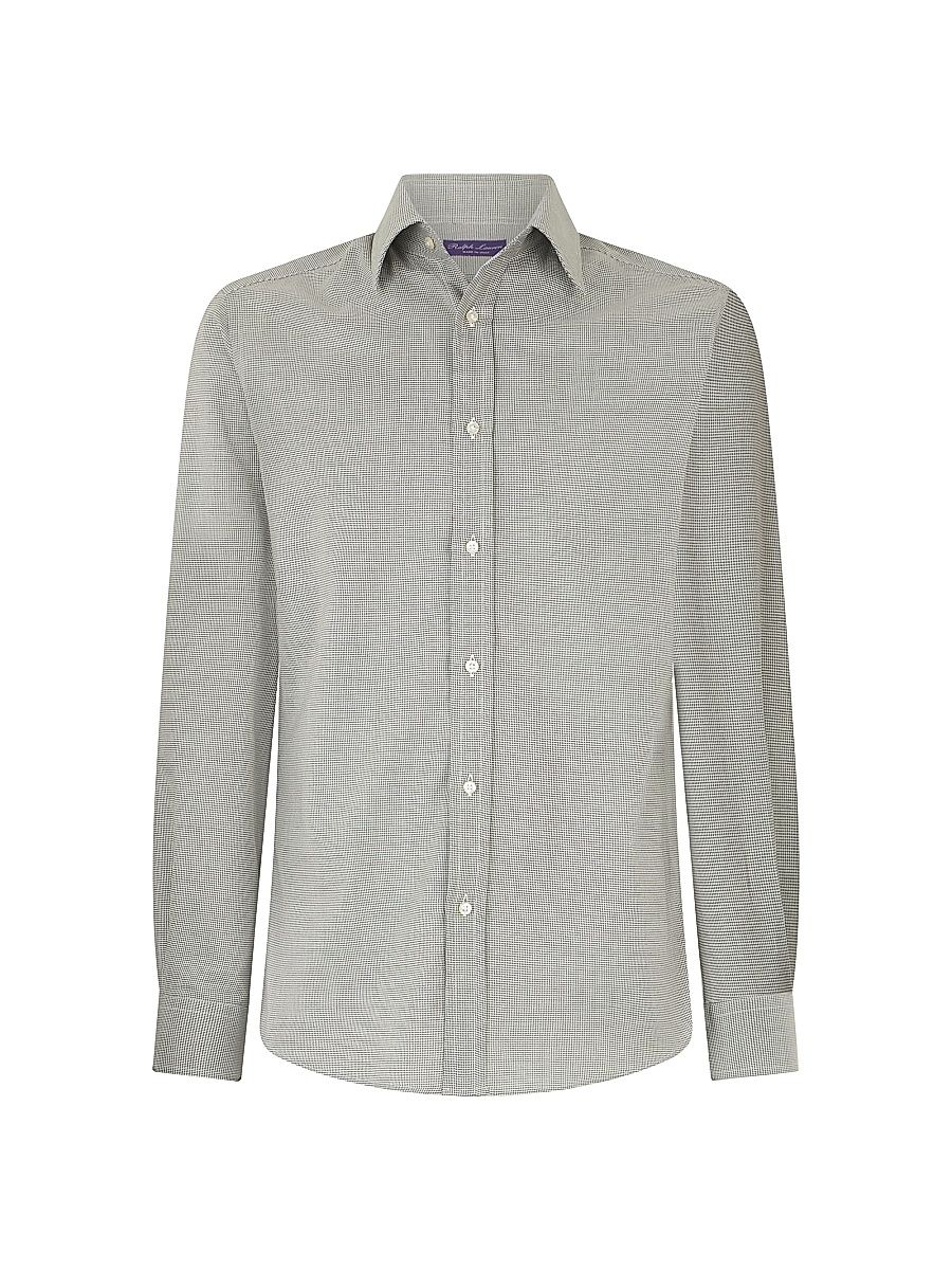 Men's Mini Houndstooth Shirt - Light Melange Grey - Size Large