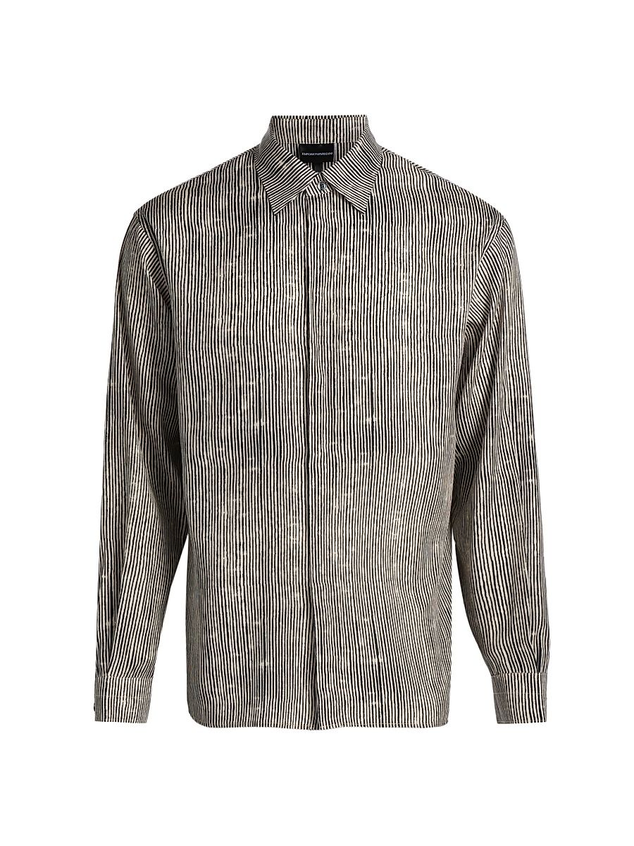 Men's Irregular Stripe Sport Shirt - Fancy Irregular Line - Size XXL