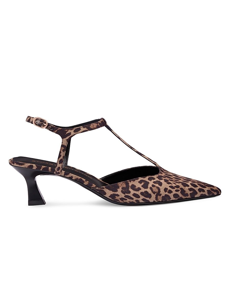 Women's Vinnie 50MM Leopard-Print T-Strap Pumps - Classic Lite - Size 9.5