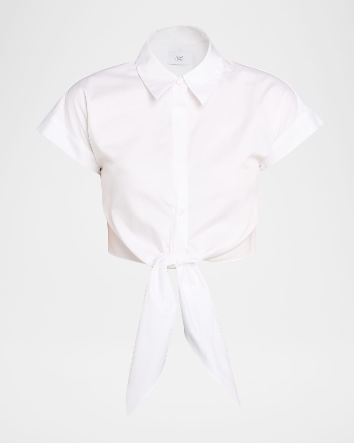 Mila Cotton Poplin Tie Crop Button-Down Top