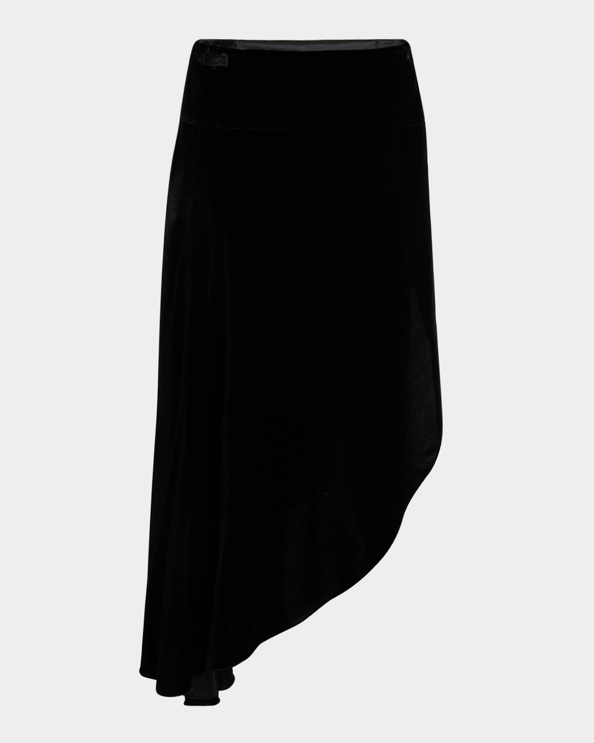 Asymmetric Velvet Midi Skirt