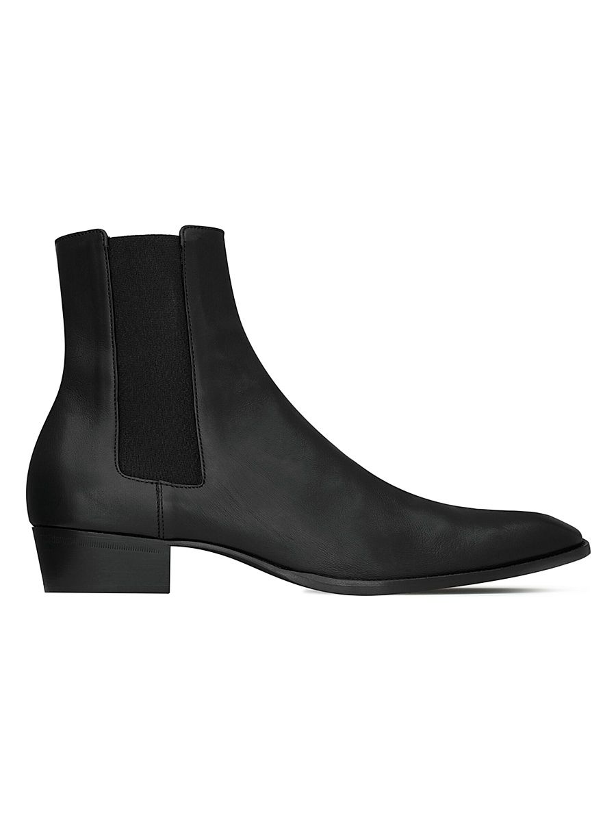 Men's Stanton Chelsea Boots in Grained Leather - Nero - Size 6.5