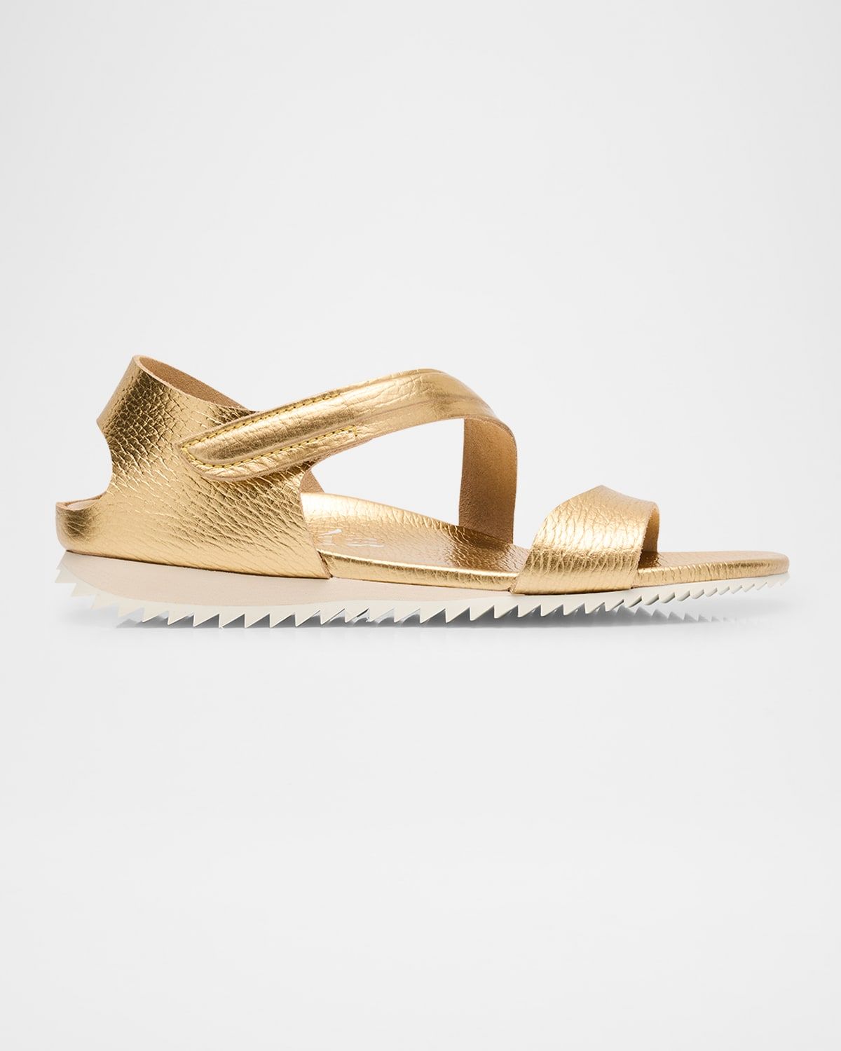 Bessi Asymmetric Flat Leather Sandals