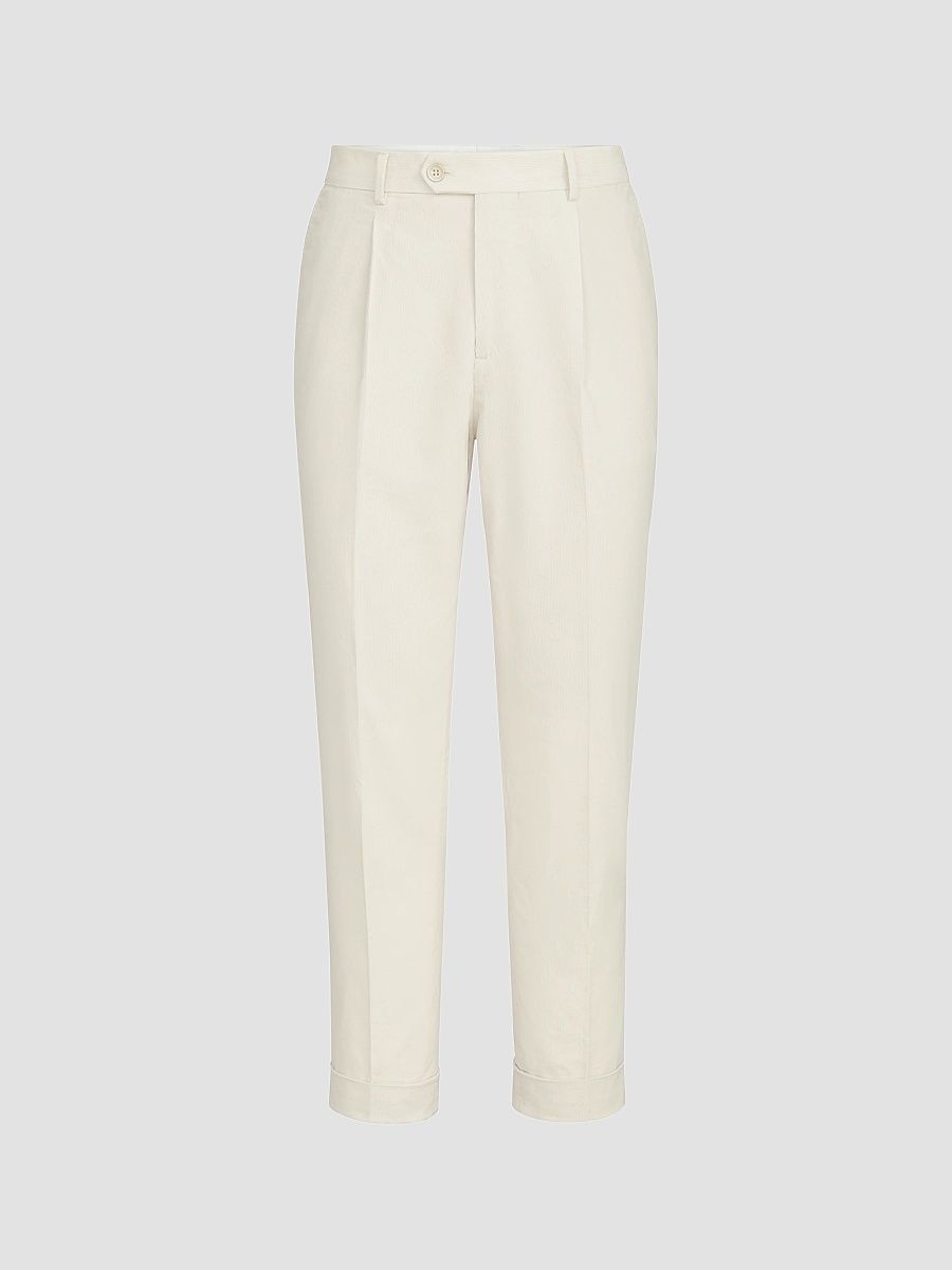 Men's Sea Island Cotton Narrow Wale Corduroy Trousers - Panama - Size 46