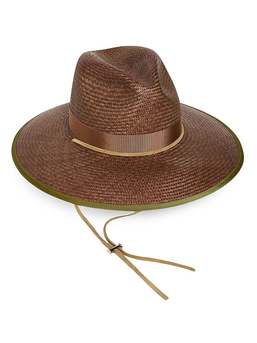 Women's Chestnut Woven Straw Hat - Burgundy - Size Small