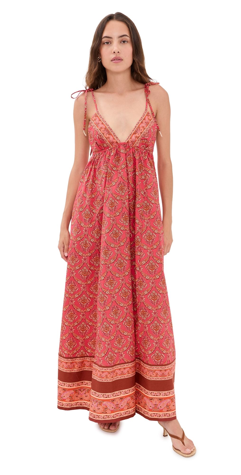 Free People Sorrento Stroll Printed Dress Tart Berry Combo XL