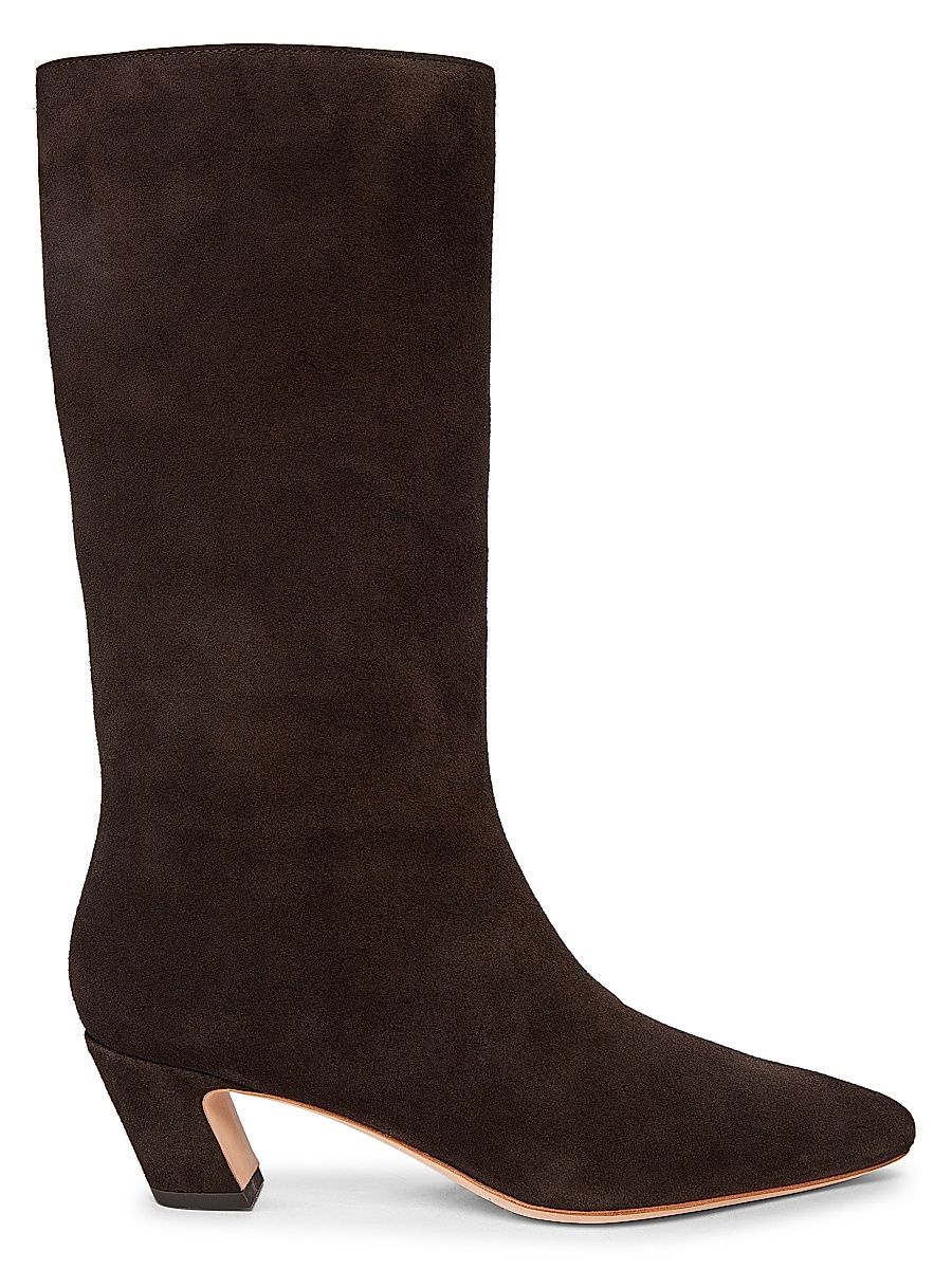 Women's Cleo Suede Curved-Heel Boots - Brown - Size 8