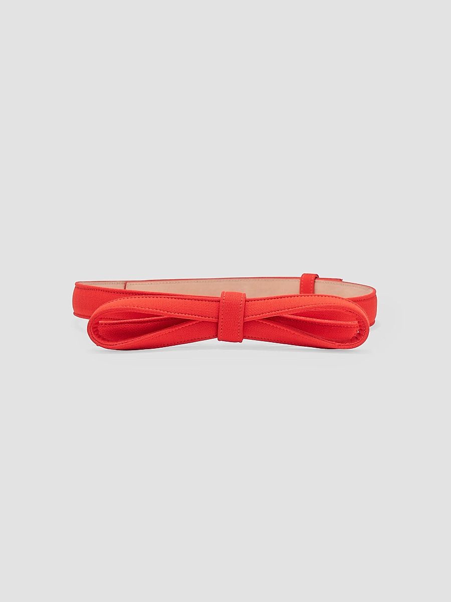 Carolina Herrera Women's Bow Stretch-Wool Belt - Chili Red - Size XL