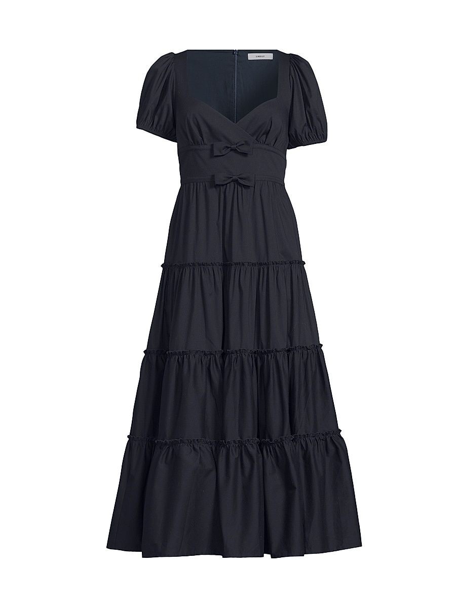 Women's Noelle Bow Tiered Cocktail Dress - Navy - Size 10