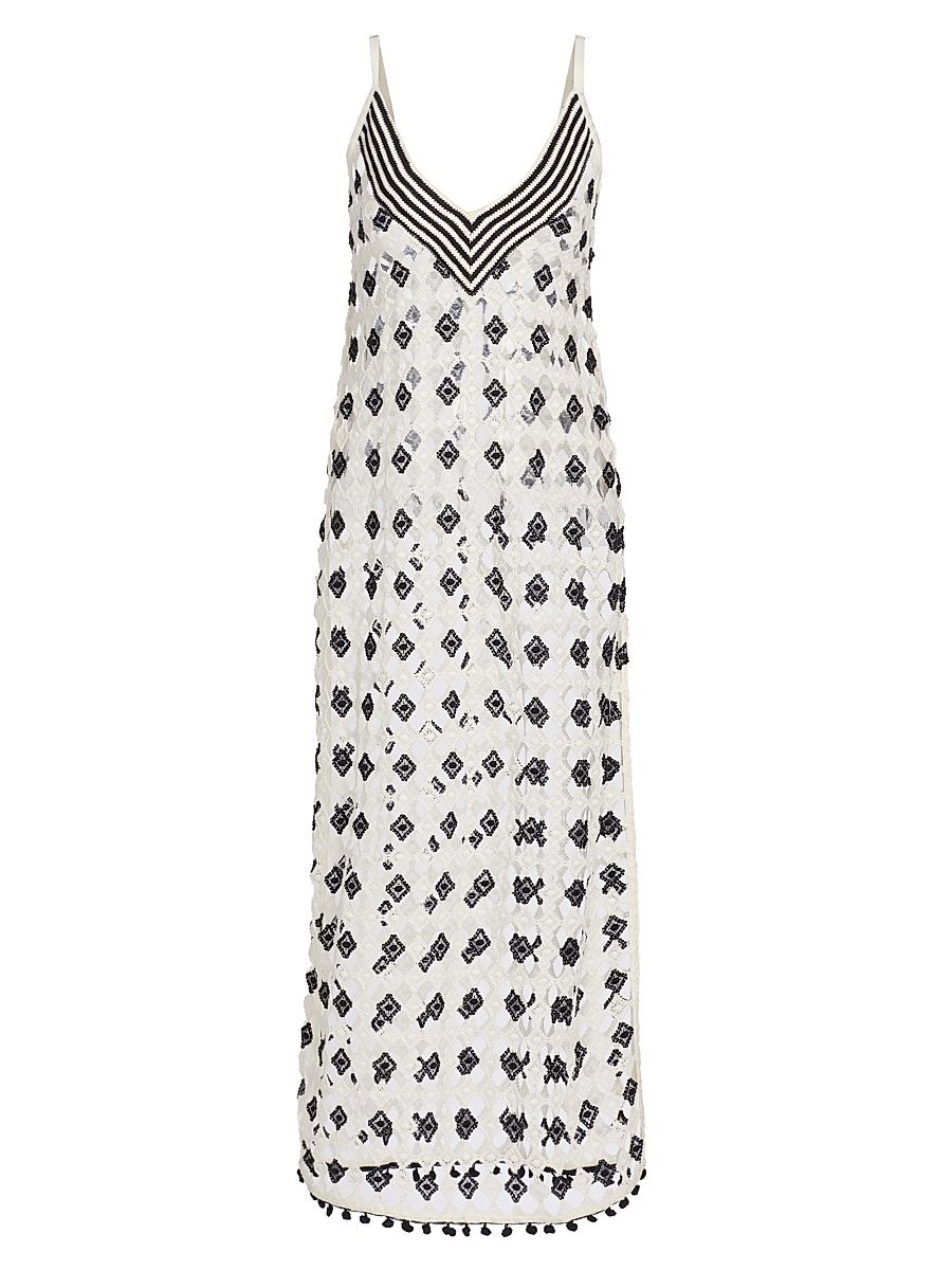 Women's Cleo Patterned Sheer Cover-Up Maxi-Dress - Black Sandstone - Size XL