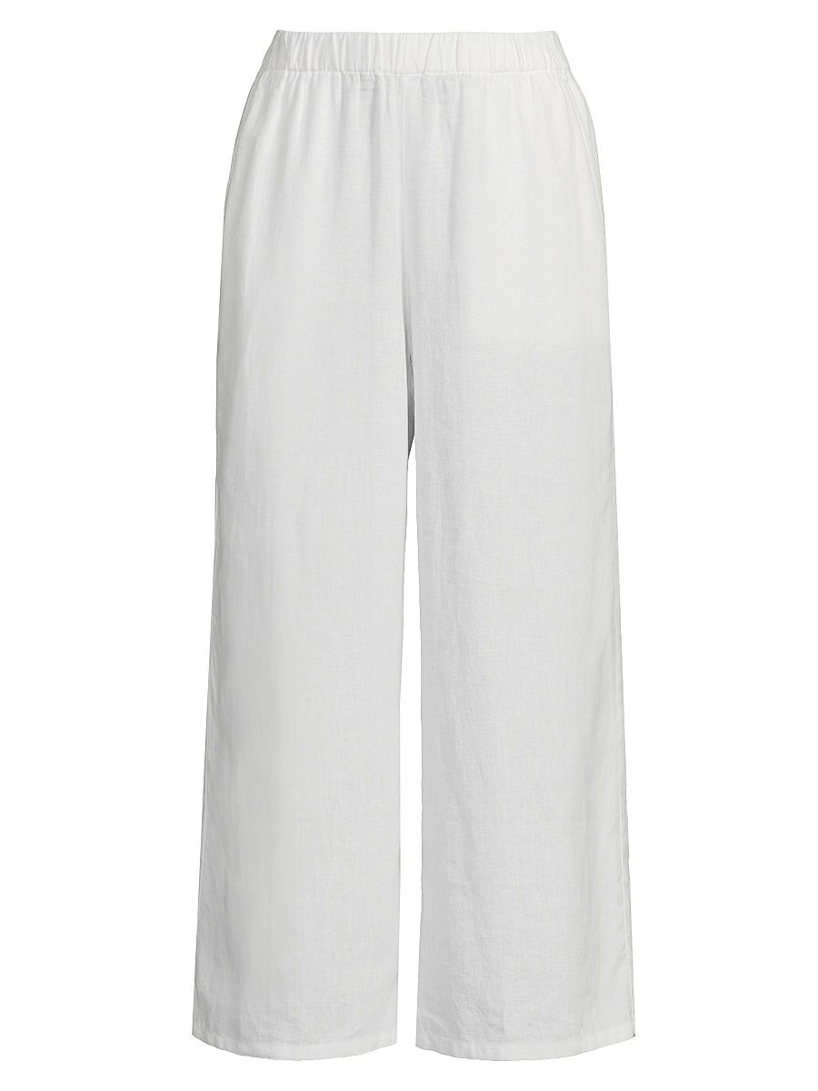 Women's Wide-Leg Cropped Pants - White - Size XL