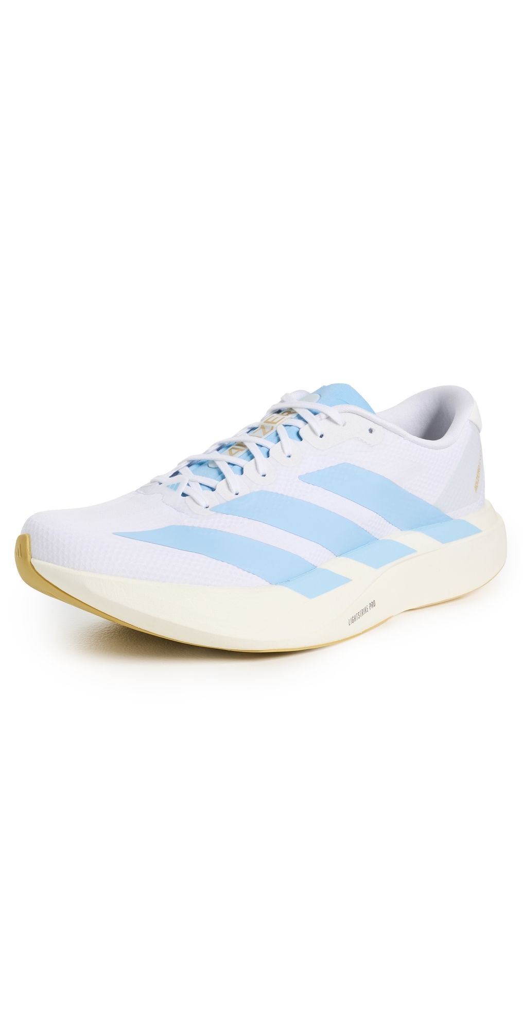 adidas Adizero Evo SL Sneakers White/Clear Blue/Matte Gold 10.5