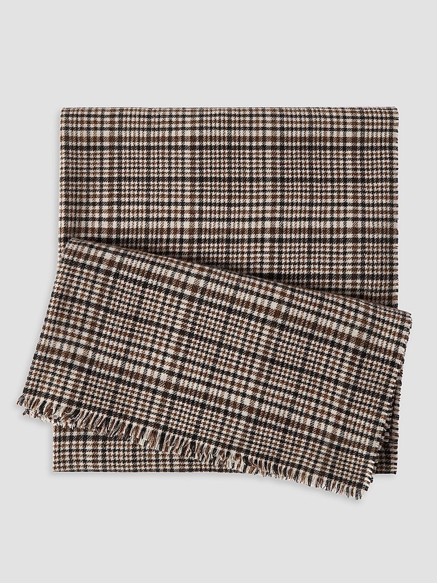Women's Cashmere Prince of Wales Scarf - Brown