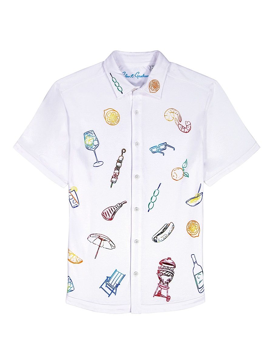 Men's Out Of Office Cotton Short-Sleeve Shirt - White - Size XXL