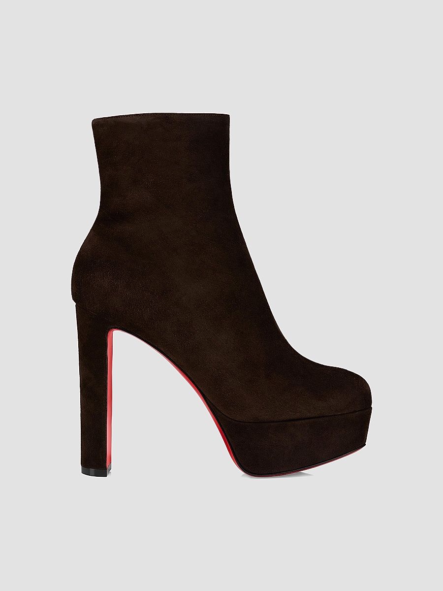 Christian Louboutin Women's Loo Booty Veau Velours 130MM Booties - Cafe - Size 9.5