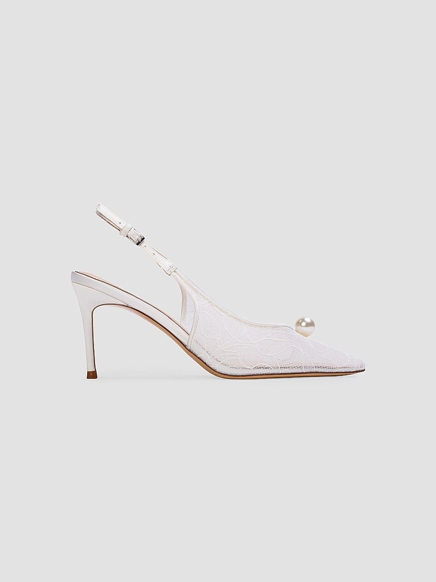 Women's Reina 80MM Lace Pumps - Ivory Lace - Size 5