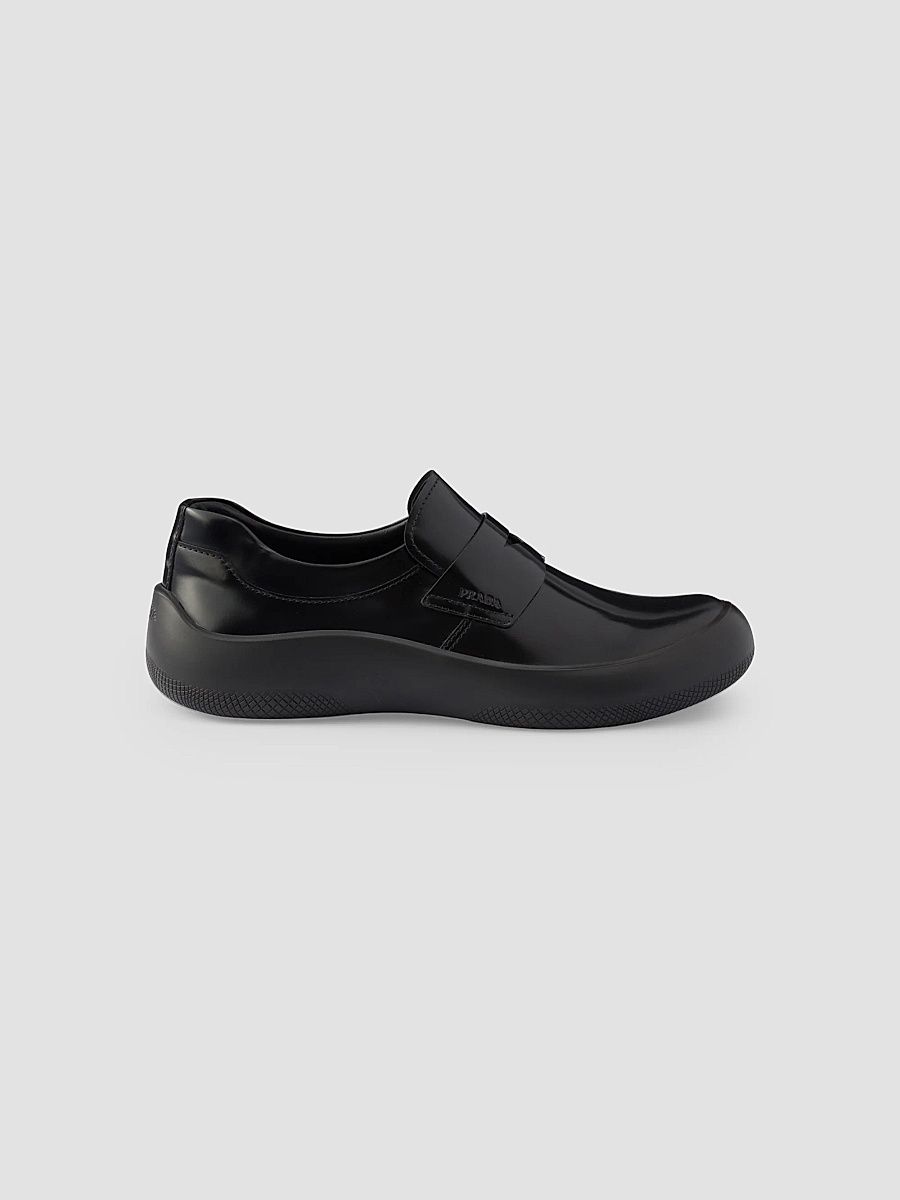Men's Brushed Leather Loafers - Black - Size 13