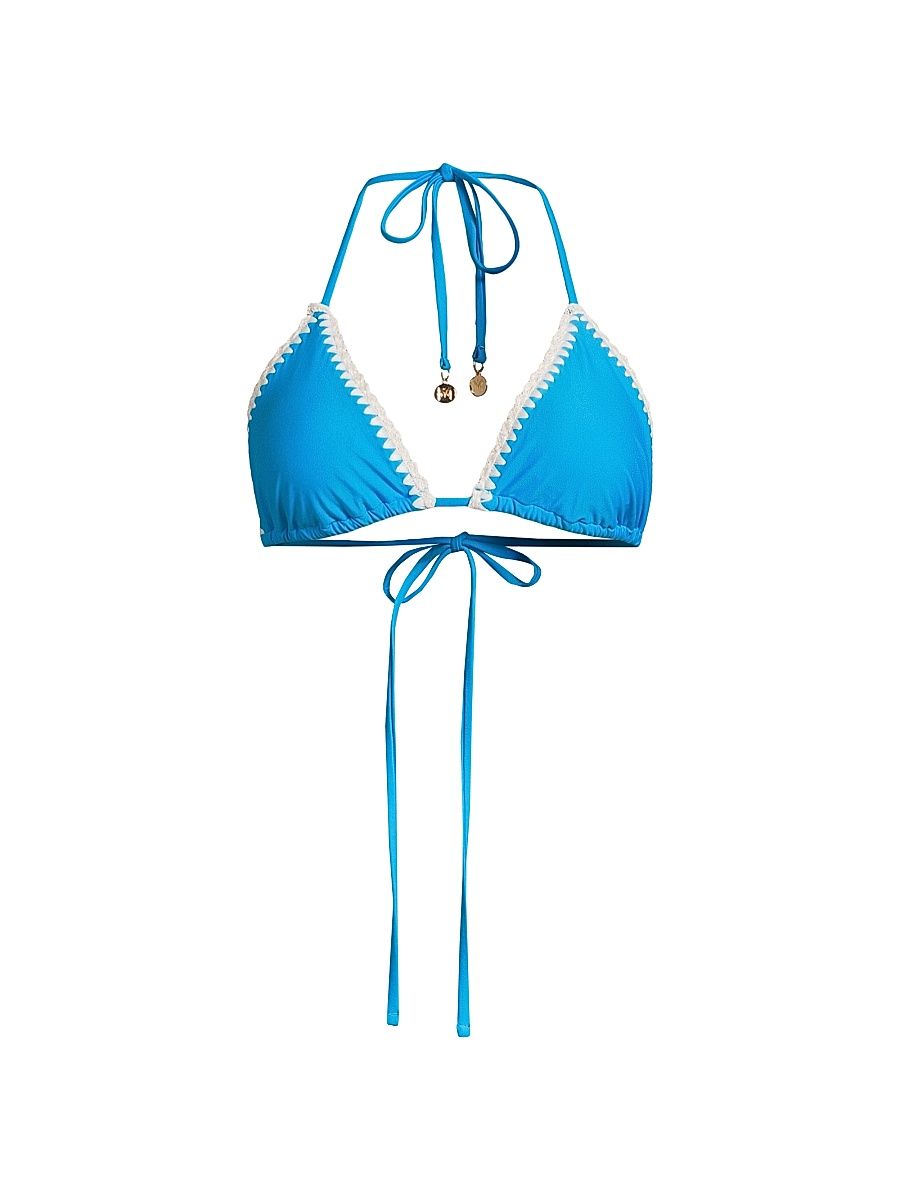 Women's Triangle Bikini Top - Teal - Size Large