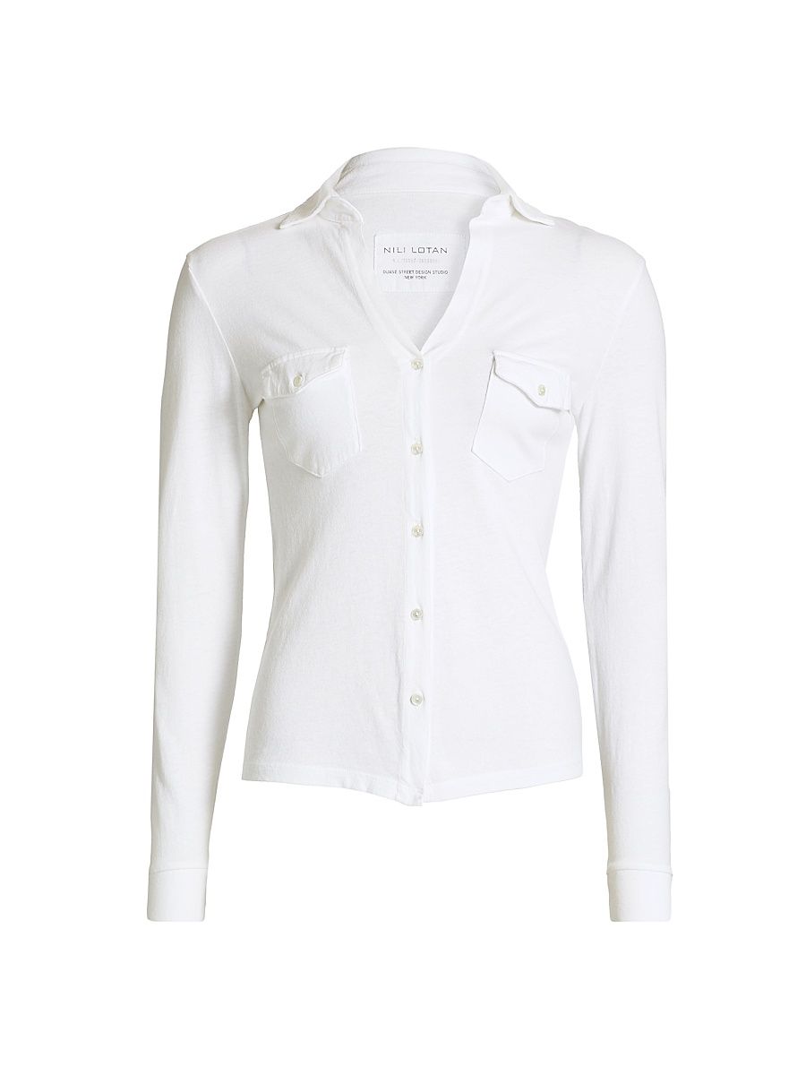 Nili Lotan Women's Liam Cotton Shirt - White - Size XS
