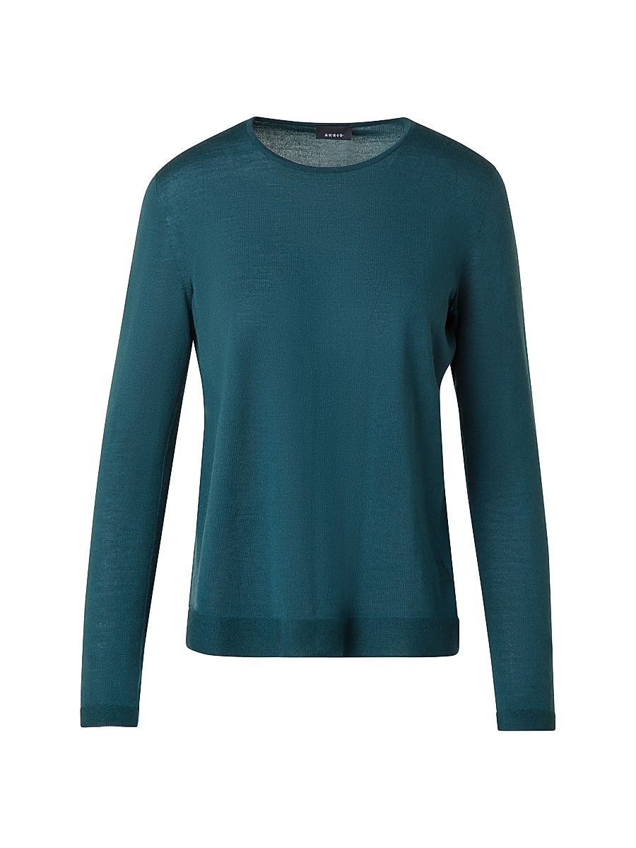 Women's Cashmere-Silk Knit Sweater - River Green - Size 12