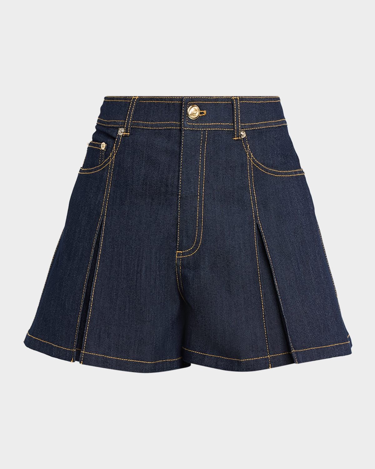 Desi Pleated Denim Shorts