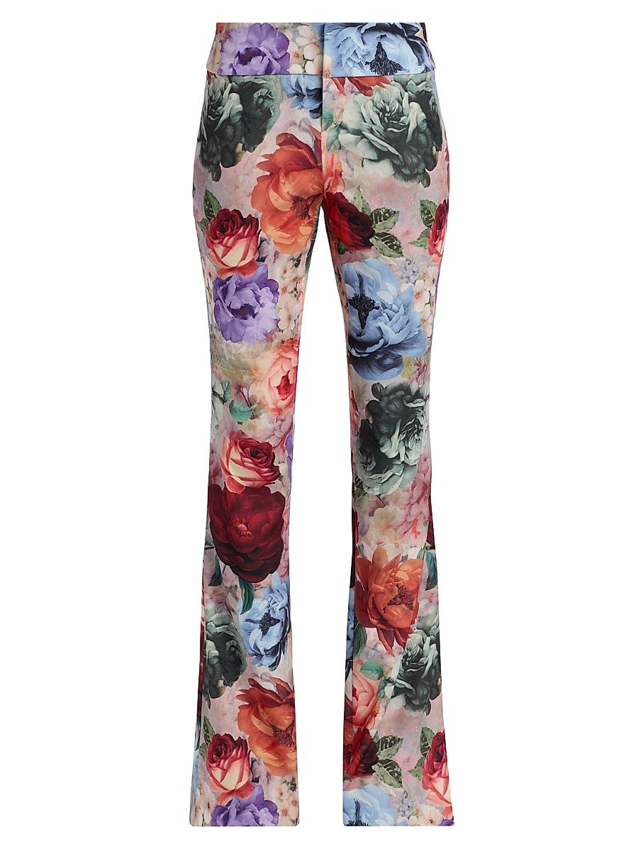 Women's Janis Floral Cropped Boot-Cut Pants - Storm Floral - Size 4
