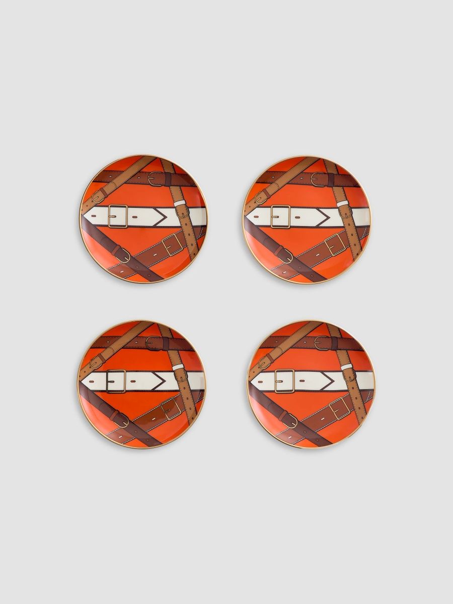 Jonathan Adler Saville 4-Piece Porcelain Coaster Set - Orange