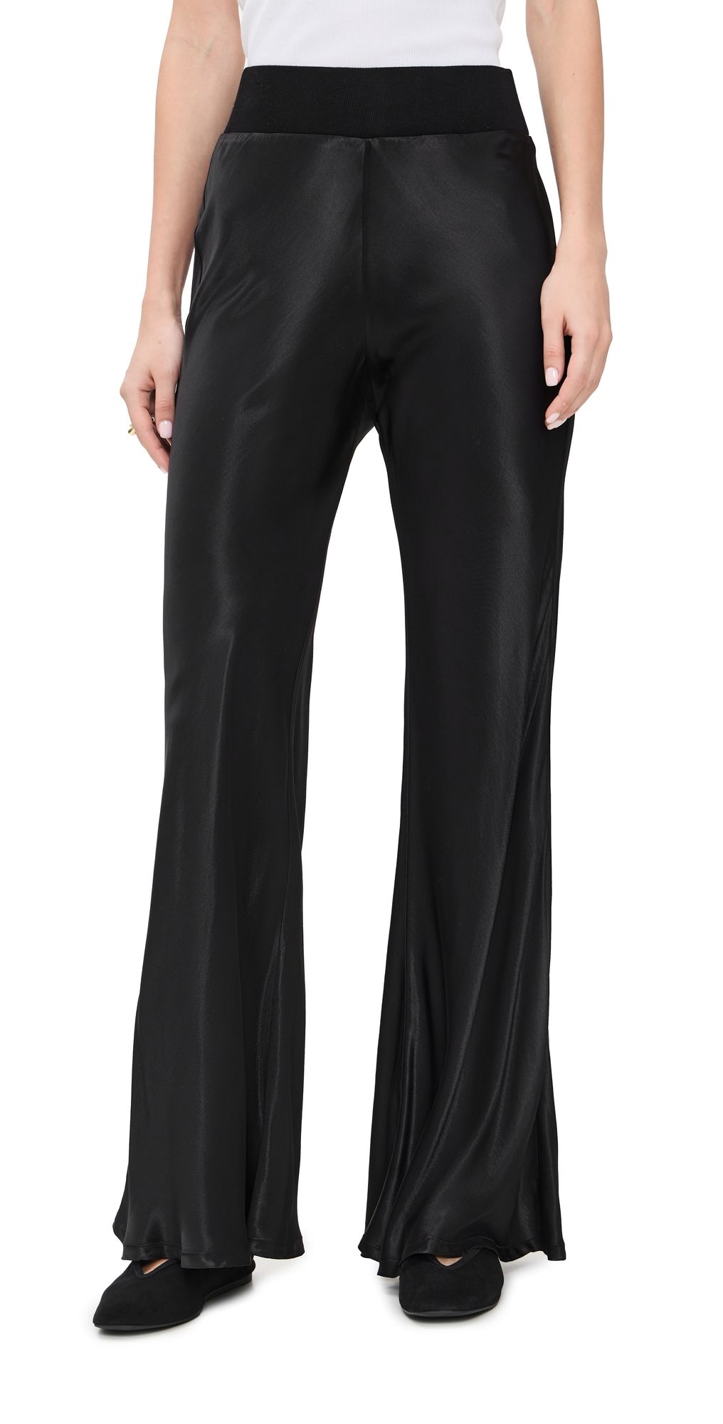 Enza Costa Bias Cut Satin Pants Black 4