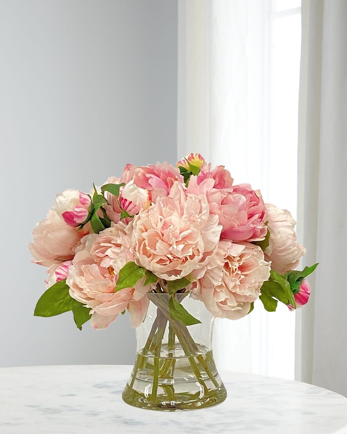 Peony Arrangement in Hurricane Vase