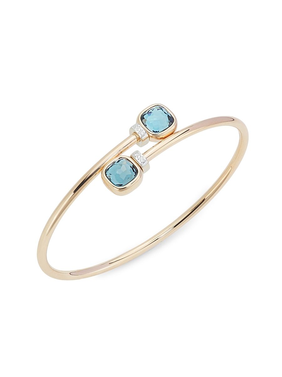 Women's Nudo Mini 18K Rose Gold & London Blue Topaz Wrap Bangle - Rose Gold - Size Medium