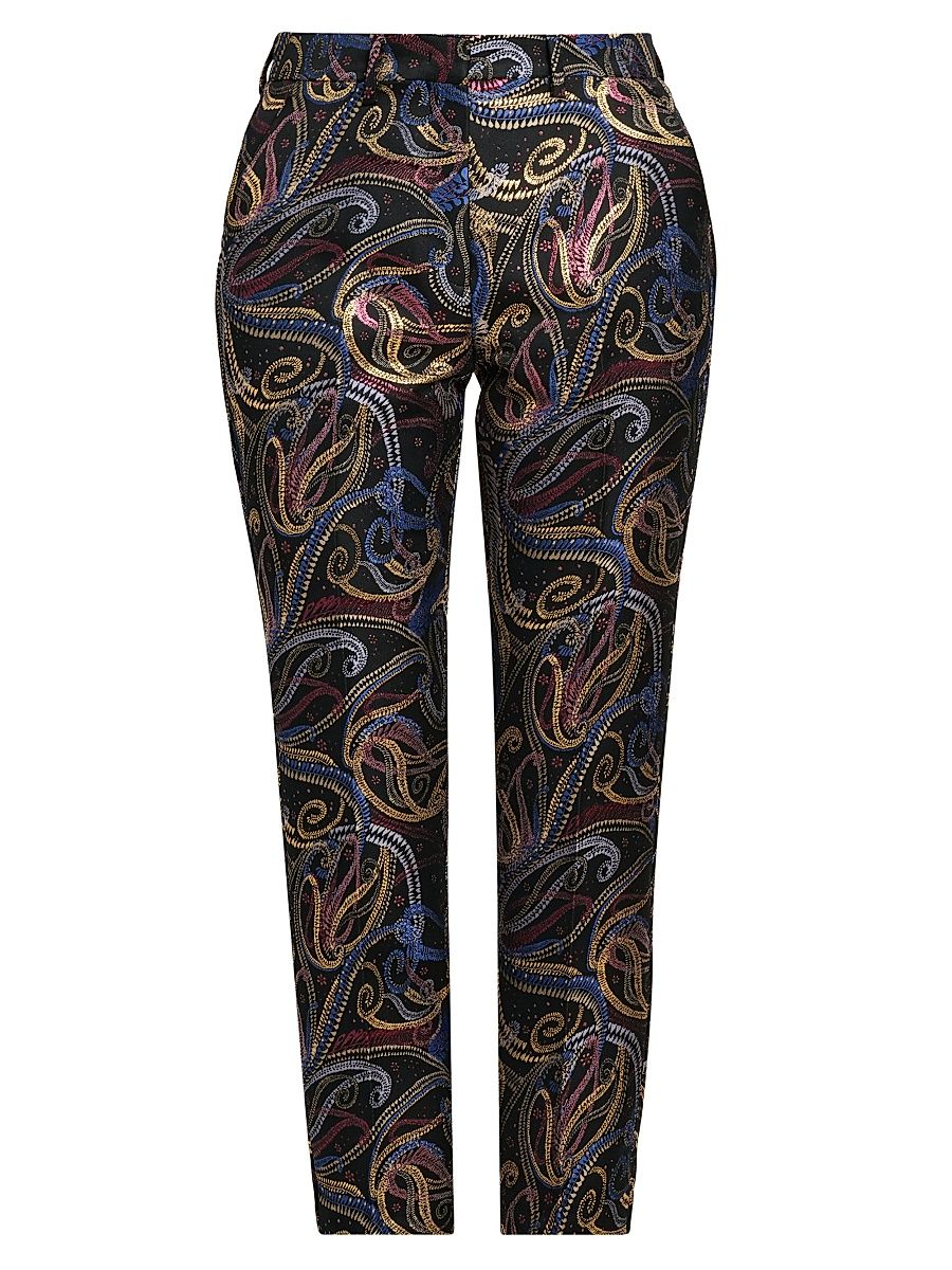 Women's Bristol Paisley Jacquard Trousers - Multicolor Black Base - Size 12
