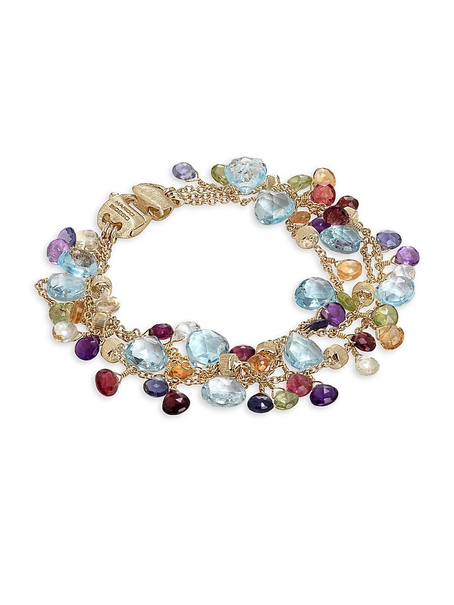 Women's Paradise 18K Yellow Gold, Topaz & Mixed-Stone 3-Strand Bracelet - Yellow Gold Multi