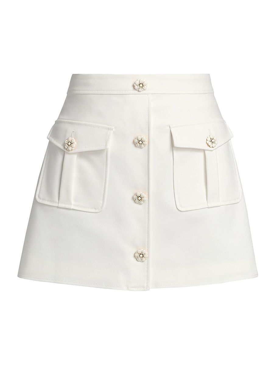 Women's Briella Cotton-Blend Miniskirt - Ivory - Size 14