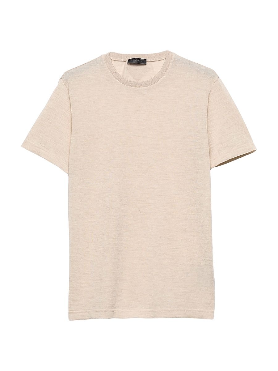 Men's Oversized Cashmere T-Shirt - Beige Khaki - Size 48