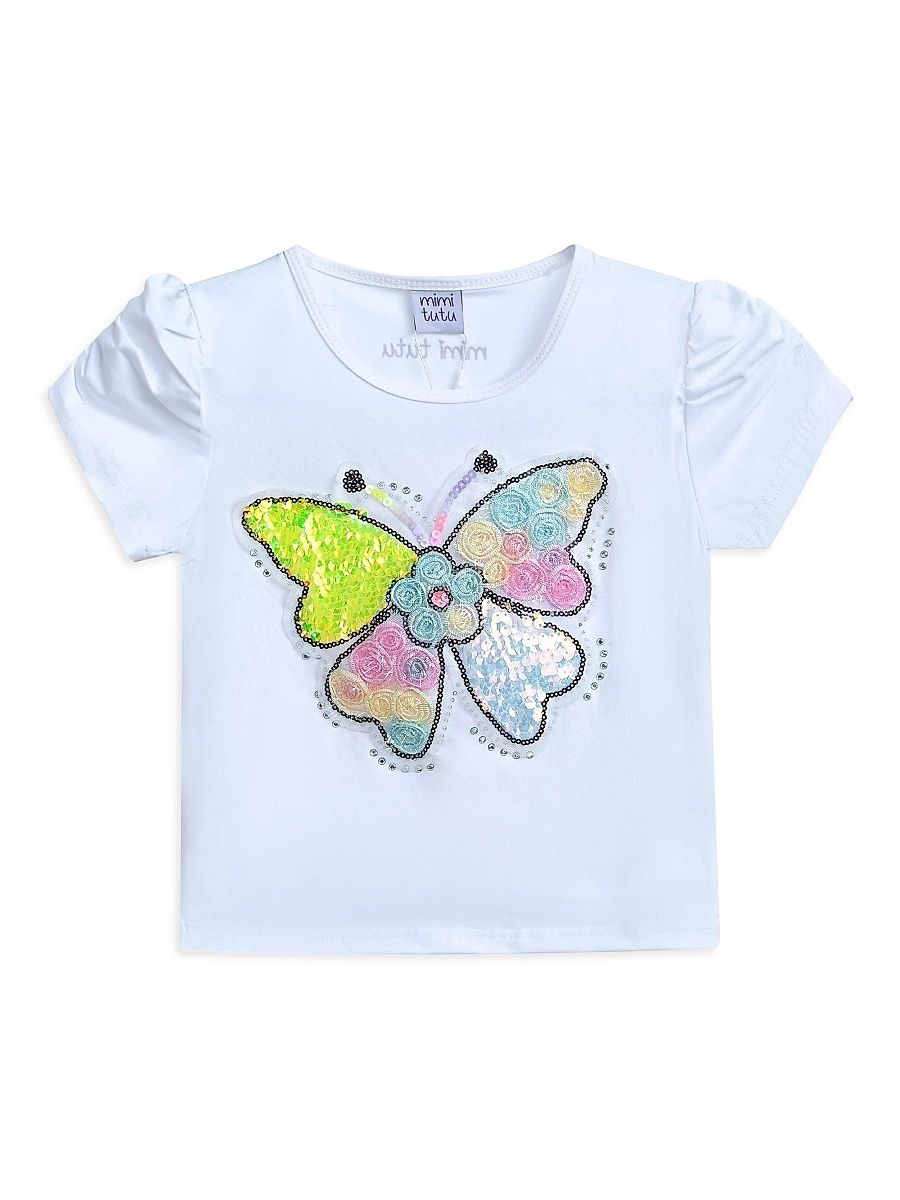 Baby Girl's, Little Girl's & Girl's Butterfly T-Shirt - White - Size 1