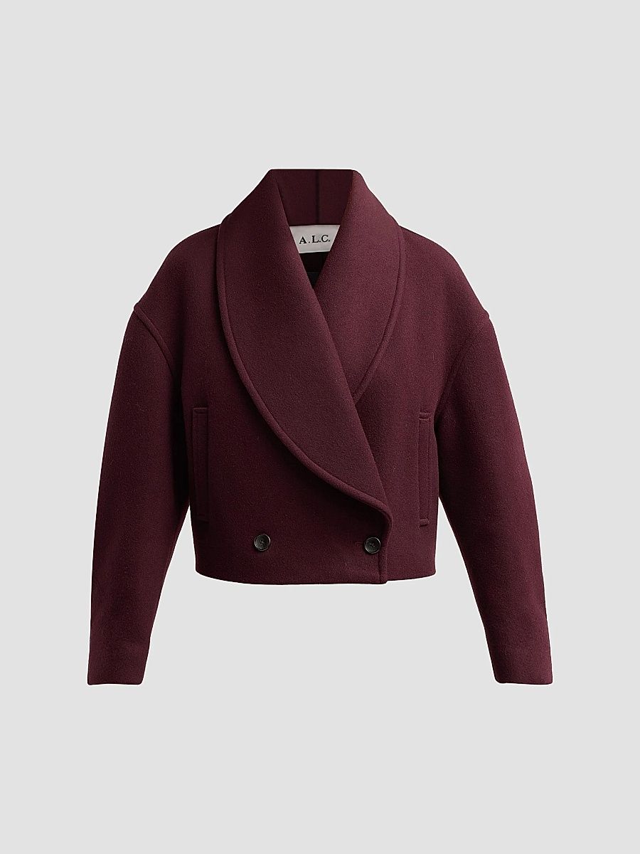 A. L.C. Women's Stella Wool-Blend Double-Breasted Jacket - Deep Mulberry - Size XL