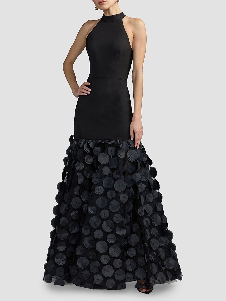 Women's Crepe Halterneck Trumpet Gown - Black - Size 14