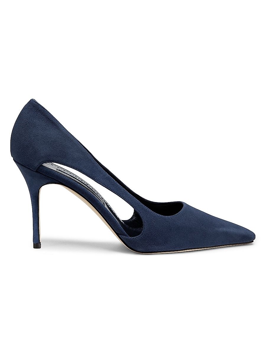 Women's Suede Cut-Out Pumps - Navy - Size 10.5