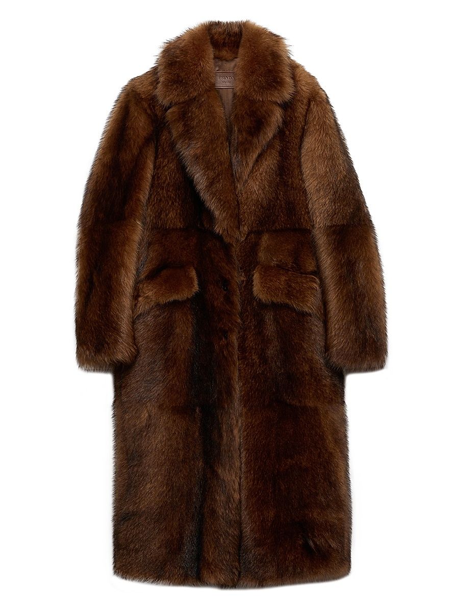 Women's Shearling Coat - Brown - Size 8