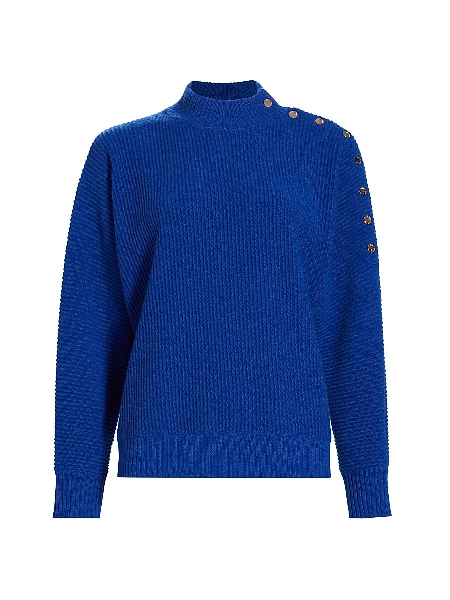 Women's Anette Mock Turtleneck Cashmere Sweater - Evening Blue - Size XS