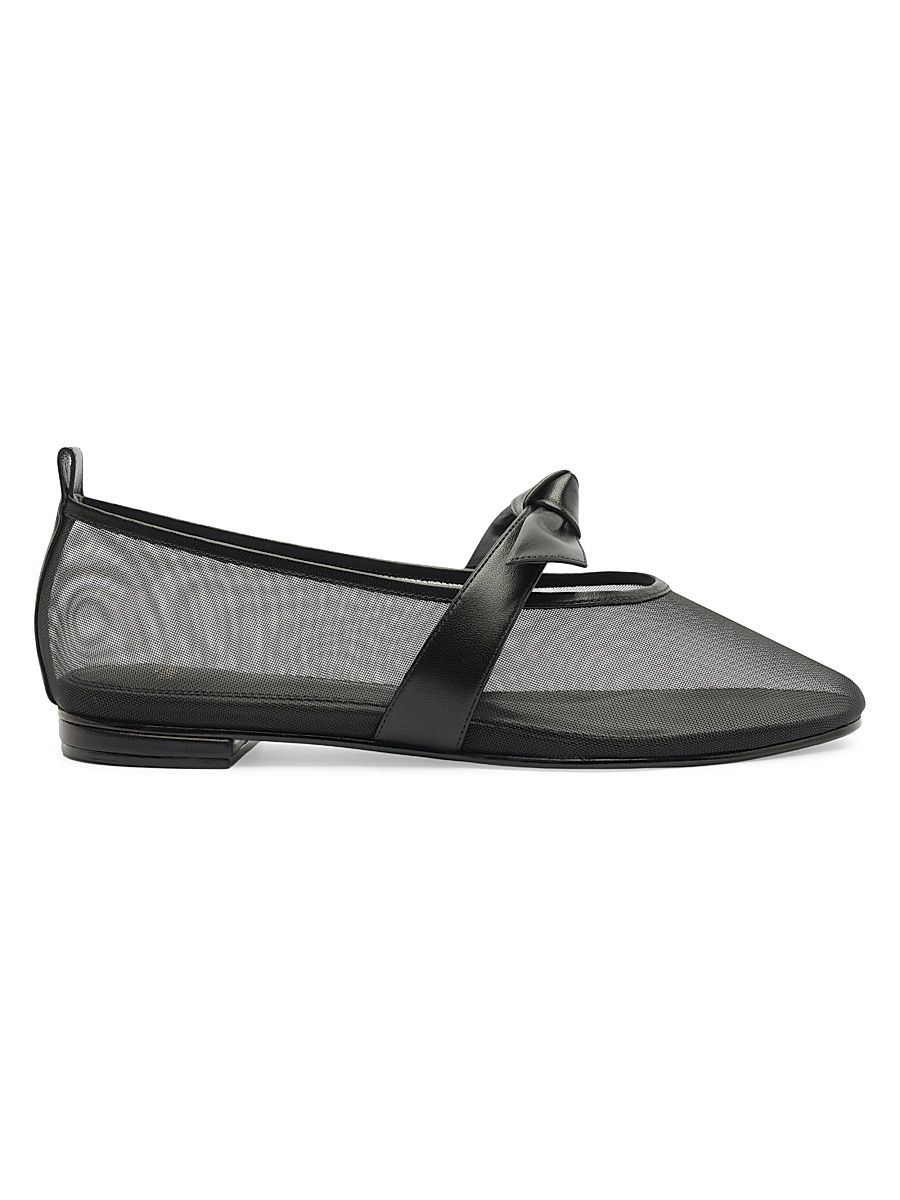 Women's Clarita Leather-Trim Mesh Ballet Flats - Black - Size 12