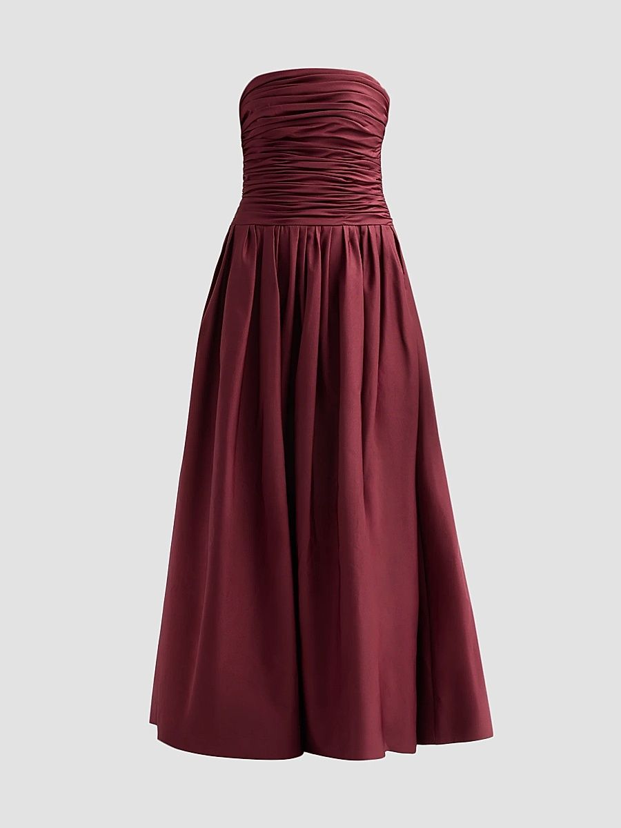 Women's Fayette Ruched Strapless Gown - Burgundy - Size Large