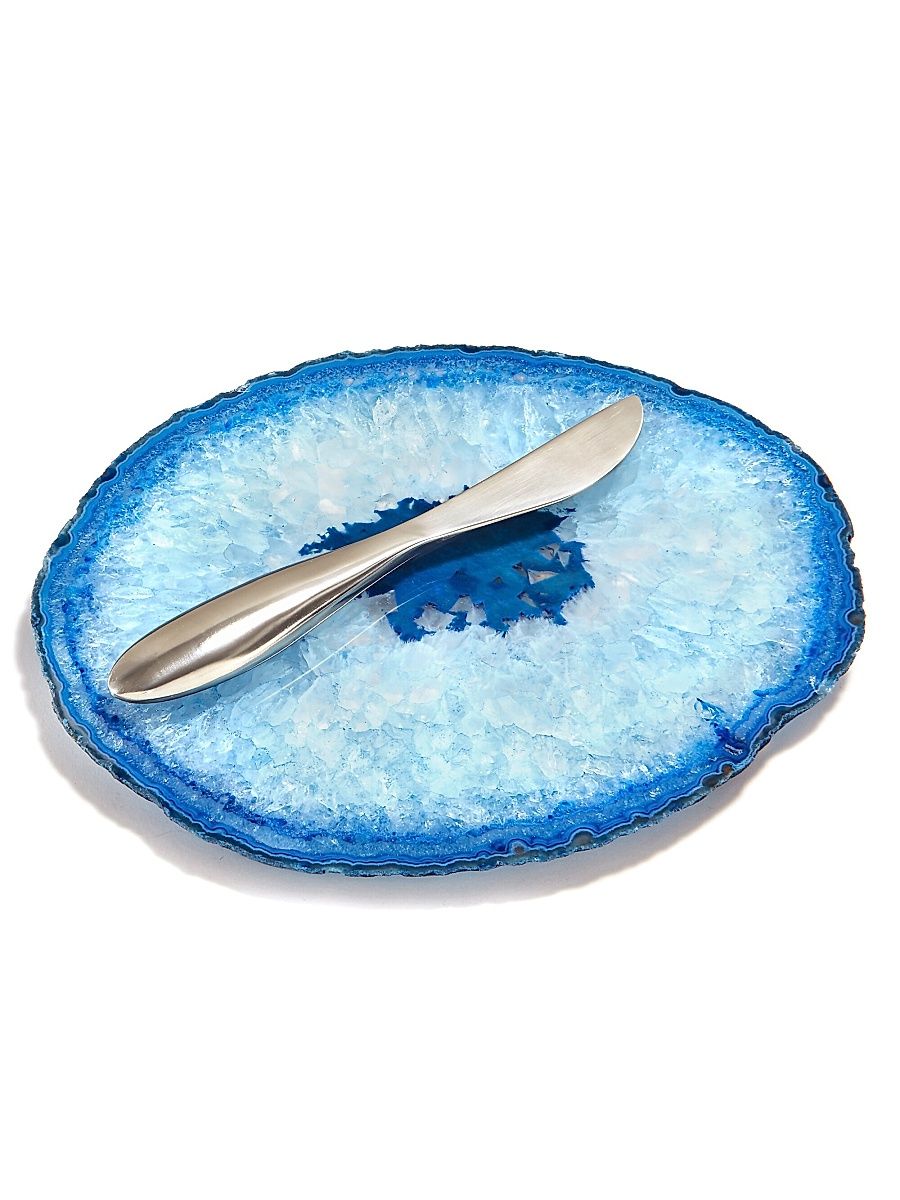 Agate Small Plate & Spreader - Blue